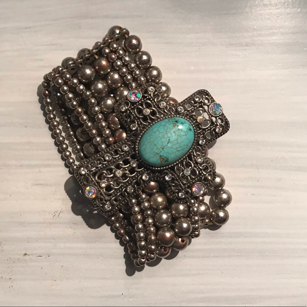 Cross Teal Bracelet